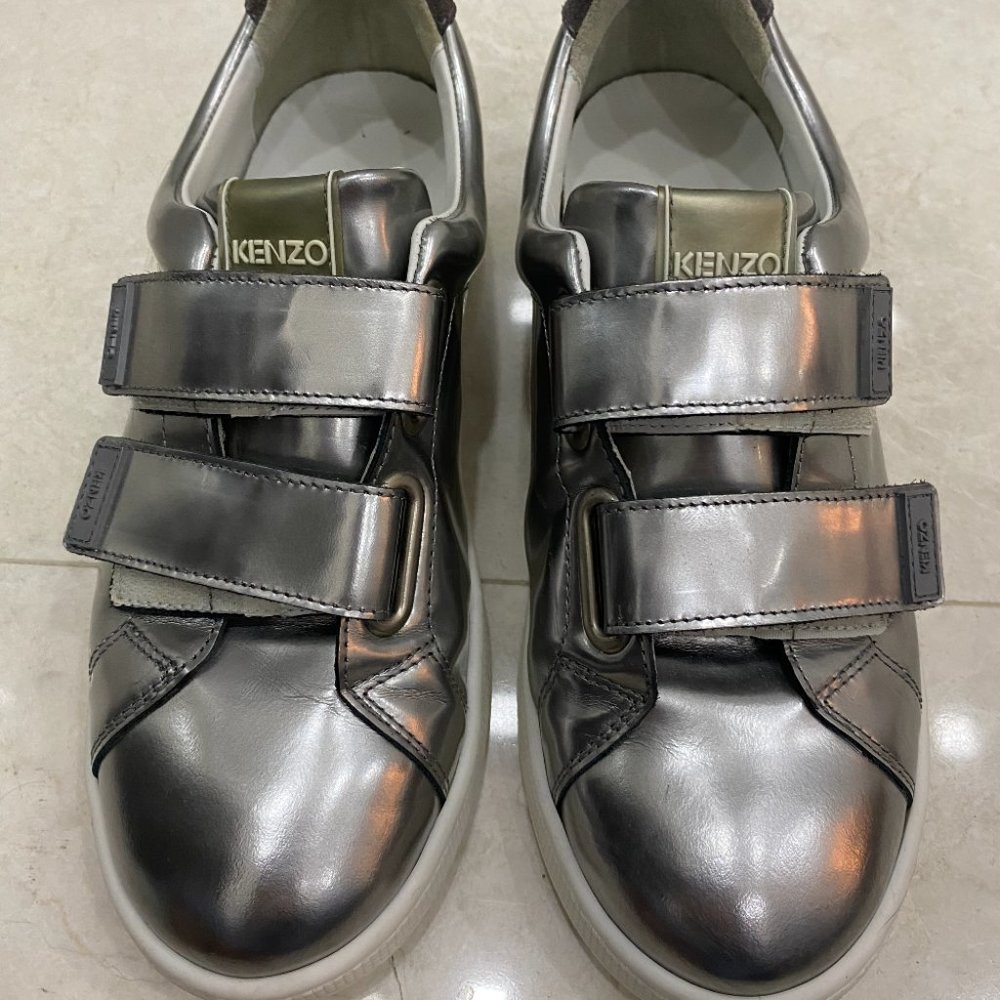 KENZO Women's Metallic Velcro Sneakers - Silver
